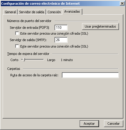 Configuración de puerto SMTP